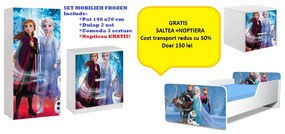 Set promo model Frozen, pat 140x70, Dulap 2 usi, comoda, noptiera