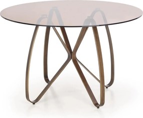 Masa LUNGO, maro/auriu, sticla securizata/metal, 120x120x76 cm