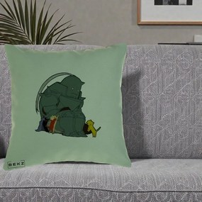 Perna Personalizata Fullmetal Alchemist Alphonse cu Pisici, 40x40 cm, Verde, Husa Detasabila, Perna Inclusa, BEKZ®
