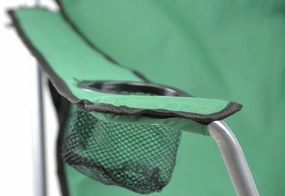 Scaun de camping pliant DIVERO cu pernă - verde