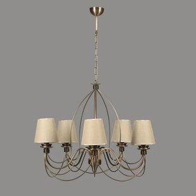 Candelabru CLASSIC cu lanț, 5xE14/40W/230V, bronz/bej