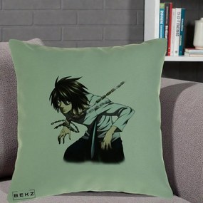 Perna Personalizata Death Note L Lawliet Lanturi, 40x40 cm, Verde, Husa Detasabila, Perna Inclusa, BEKZ®