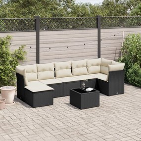 3217976 vidaXL Set mobilier de grădină cu perne, 8 piese, negru, poliratan