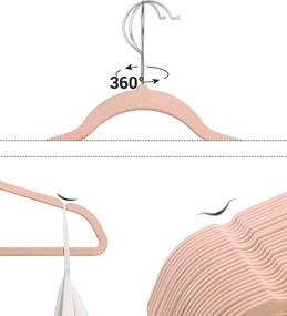 Umerase pentru haine acoperite cu catifea 30 bucati 42 cm Roz deschis