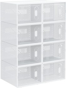 HOMCOM Pantofar Modular cu 8 Cuburi de Depozitare și Uși Magnetice, Cuburi din PP, 25x35x19 cm, Alb și Transparent | Aosom Romania