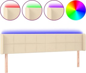 vidaXL Tăblie de pat cu LED, crem, 163x16x78/88 cm, textil