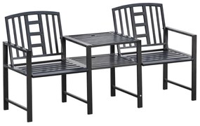 Set 2 Scaune cu Masuta de cafea Outsunny, Negru | Aosom RO