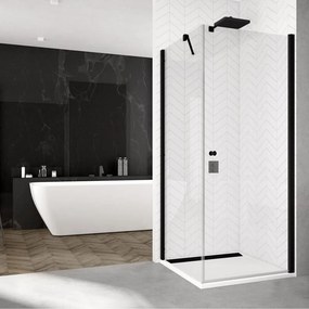 Perete lateral fix Sanswiss Solino SOL1 negru mat 90 cm sticla 6 mm