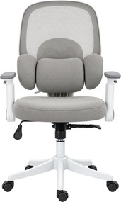 RESIGILAT- LUMBARIS 871– Scaun Ergonomic cu Suport Lombar Triplu Ajustabil, Cotiere Reglabile, Spătar Mesh, Înclinare 90°–135°, Gri/Alb