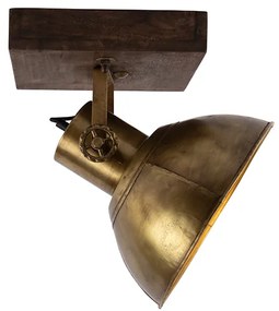Plafon industrial bronz cu lemn 30 cm - Mango