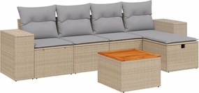 vidaXL Set canapele de grădină, 6 piese, cu perne, bej, poliratan