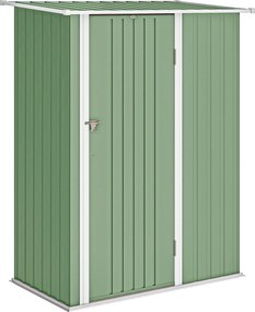 Outsunny Căsuță de Grădină 1.07m² din Oțel Galvanizat, Magazie pentru Unelte cu Ușă Blocabilă și Acoperiș Înclinat, 142x86x189 cm, Verde Deschis | Aosom Romania