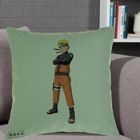 Perna Personalizata Naruto Uzumaki Portret Complet, 40x40 cm, Verde, Husa Detasabila, Perna Inclusa, BEKZ®