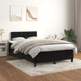 3141535 vidaXL Pat box spring cu saltea, negru, 120x200 cm, catifea