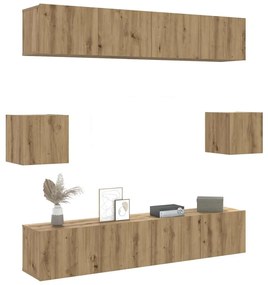 vidaXL Set dulap TV 6 piese montat pe perete Stejar artizanal