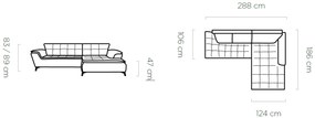 Coltar living extensibil Magic pe stanga - L288 x 186 x h89 cm