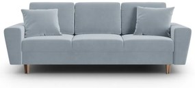 Canapea albastru-deschis extensibilă, cu spațiu de depozitare cu tapițerie din catifea 235 cm Kyoto – Cosmopolitan Design