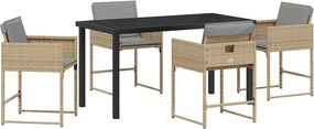 vidaXL Set de masă pentru grădină 5 pcs Bej poliratan