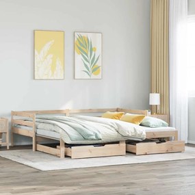 vidaXL Pat de zi cu extensie și sertare fără saltea, 80x200 cm