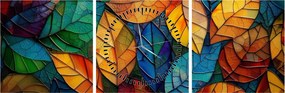 Tablou - Mozaic din frunze (cu ceas) (90x30 cm)