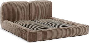 Pat matrimonial maro tapițat cu spațiu de depozitare cu somieră 160x200 cm Martina – Micadoni