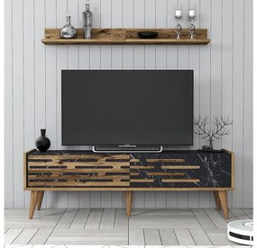 Mobilier living Valencia (Nuc + negru marmură). 1089358