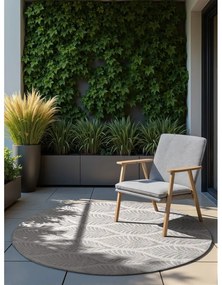 Covor pentru exterior și interior gri/fildeș rotund ø 160 cm Duet Liora – NORTHRUGS