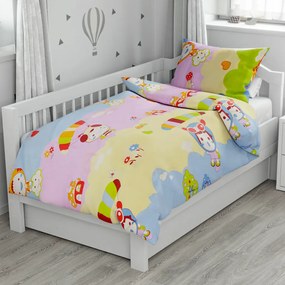 Lenjerii din bumbac pentru patut Culoare albastru, ANIMALE CU PARAPANTA