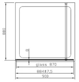 Paravan de dus walk-in Mediterraneo Foxy 90 x 200 cm easy clean crom