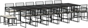 vidaXL Set mobilier de grădină cu perne, 17 piese, negru, poliratan