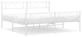 372351 vidaXL Cadru de pat metalic cu tăblie, alb, 200x200 cm
