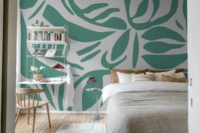 Fototapet, Abstract Leafs, Turquoise, Rebel Walls