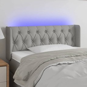 3123554 vidaXL Tăblie de pat cu LED, gri deschis, 93x16x78/88 cm, textil