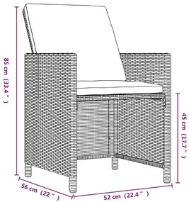 Set mobilier pentru gradina cu perne, 9 piese, bej, poliratan Bej, Lungime masa 109 cm, 4x fotoliu + 4x suport pentru picioare + masa, 1