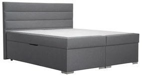 Pat tapițat NEW BOLERO 160x200 cm, cu spațiu de depozitare și saltele cu topper, gri