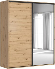 Dulap FLEX, stejar artisan, PAL, cu 2 usi glisante, 200x66x240 cm