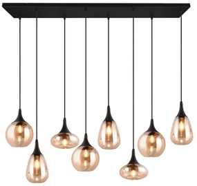 Lustră neagră/portocalie cu abajur din sticlă Lumina – Trio