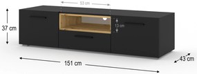 Masă TV Akita 151 (Negru + Stejar artisan). 1124862