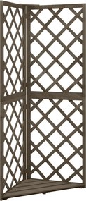 vidaXL Spalier de colț, gri, 50x50x145 cm, lemn masiv brad