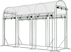 Outsunny Seră tip tunel pentru grădină 3 m², seră de grădină, cadru din oțel galvanizat, 8 uși rulante, 295x100x197cm, transparent | Aosom Romania