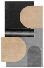 Covor negru/gri țesut manual din lână 120x180 cm Lozenge Monochrome – Flair Rugs