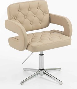 HR8403CROSS Scaun Crem Piele Ecologica Premium Soft cu Bază Cromata