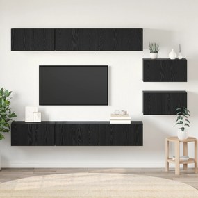 vidaXL Set comodă TV Pe perete 8 pcs Stejar negru 60 x 30 x 30.5 cm