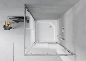 Mexen Rio cabina de duș pătrată 90 x 90 cm, dungi albe, crom + cadă de duș, alb - 860-090-090-01-20-4510