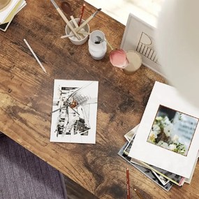 Birou de colt Oscar, culoare nuc si negru, 138x138x76 cm