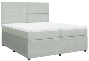 3292424 vidaXL Pat box spring cu saltea, gri deschis, 200x200 cm, catifea