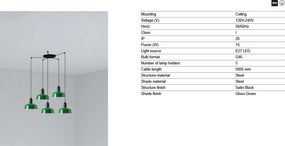 Lustra cu 5 pendule metal TATAWIN S verde