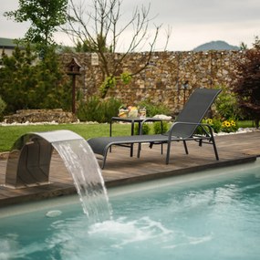 Masuta auxiliara de gradina, otel/sticla securizata, RAMOL