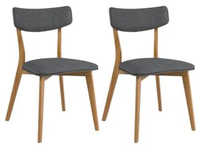 Set 2 scaune Karl material gri stejar H77 cm