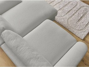 Colțar gri deschis cu tapițerie din țesătură bouclé (cu colț pe partea dreaptă/cu șezlong) Leonore – Bobochic Paris